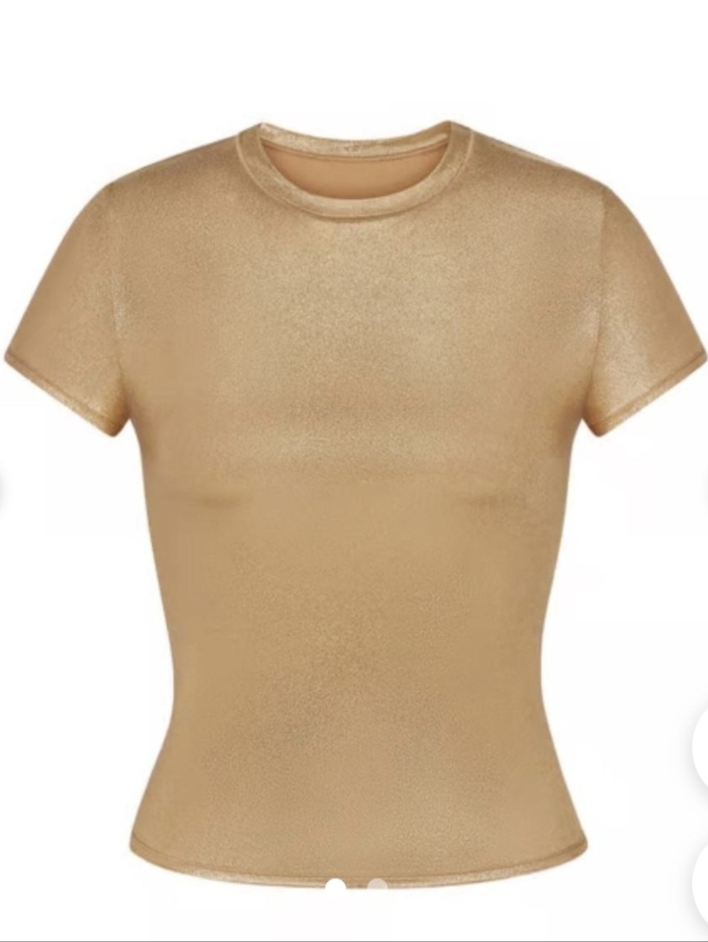 Skims Nwot Stretch Gold Tan Short Sleeve Top Size Small